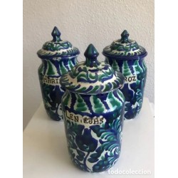 Conjunto de Tarros de Cerámica de Fajalauza - Tradición Artesanal Andaluza