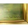 Pareja de dos antiguas pinturas al óleo sobre tablas firmadas y enmarcadas