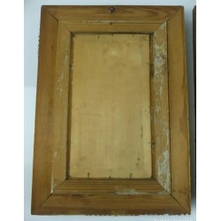 Pareja de dos antiguas pinturas al óleo sobre tablas firmadas y enmarcadas