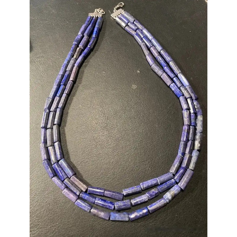 Collar de Lapislázuli Triple Vuelta 508CT - Piedra Natural Azul Genuina