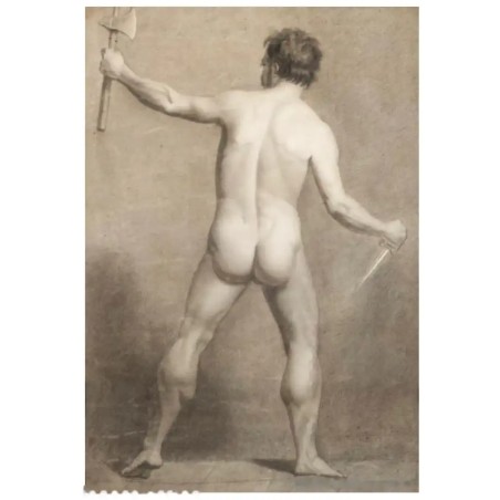 Escuela Española S. XIX. Hombre desnudo armado