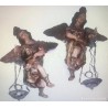 Pareja de Ángeles Tallados Siglo XVIII - Esculturas Barrocas Policromadas Lampareros