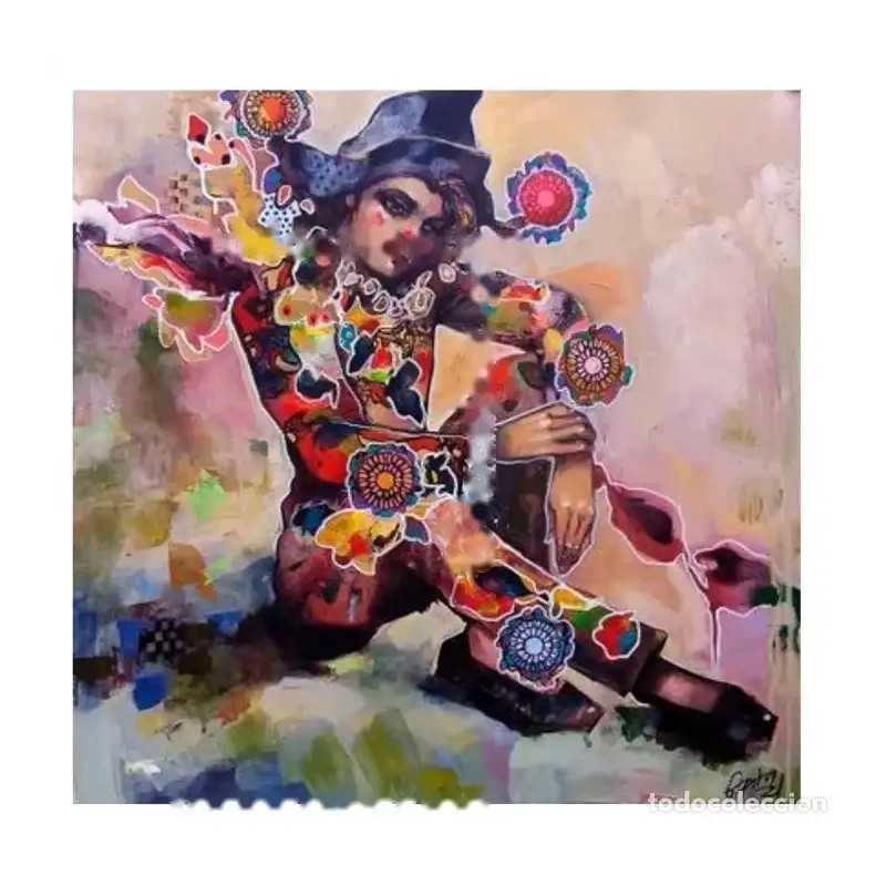 AGUSTÍN GARCÍA-ESPINA (Ribadeo, 1959). Arlequín.2021. Acrílico sobre tabla.
