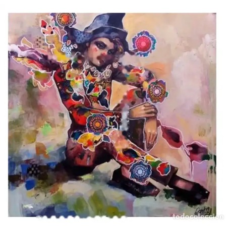AGUSTÍN GARCÍA-ESPINA (Ribadeo, 1959). Arlequín.2021. Acrílico sobre tabla.
