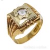 Anillo Vintage Masculino Oro 18kt - Diseño Art Deco Años 40 con Piedra Central