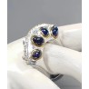 Anillo de Plata con 4 Ópalos Negros - Diseño Artesanal Exclusivo Bicolor