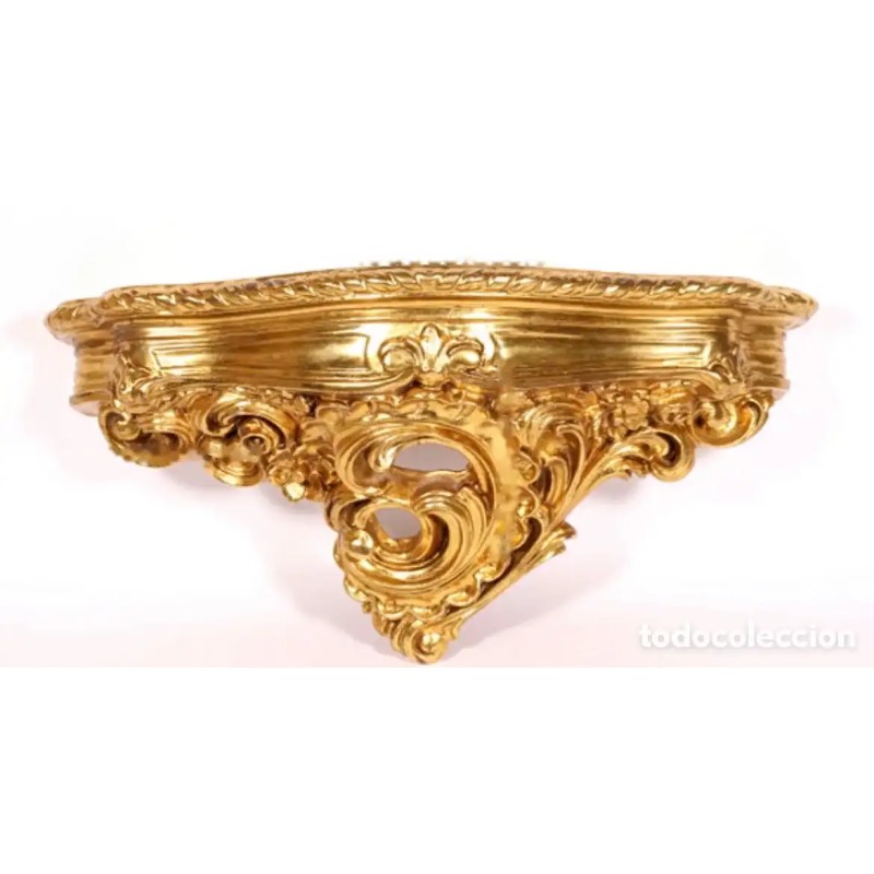 Ménsula Antigua Dorada al Oro Fino - Repisa Decorativa Estilo Luis XV 55cm