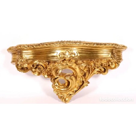 Ménsula Antigua Dorada al Oro Fino - Repisa Decorativa Estilo Luis XV 55cm
