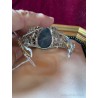 Brazalete Artesanal de Plata y Oro con Labradorita - Diseño Floral Vintage