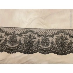 Encaje Negro Chantilly Antiguo Siglo XIX - 420 cm Floral Mantilla Vestidos
