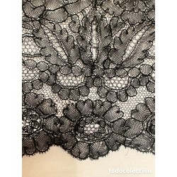 Encaje Negro Chantilly Antiguo Siglo XIX - 420 cm Floral Mantilla Vestidos