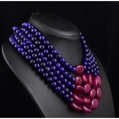 Collar de 5 Vueltas de Amatista y Rubí 1175CT - Gargantilla de Piedras Preciosas