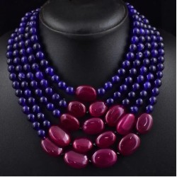 Collar de 5 Vueltas de Amatista y Rubí 1175CT - Gargantilla de Piedras Preciosas