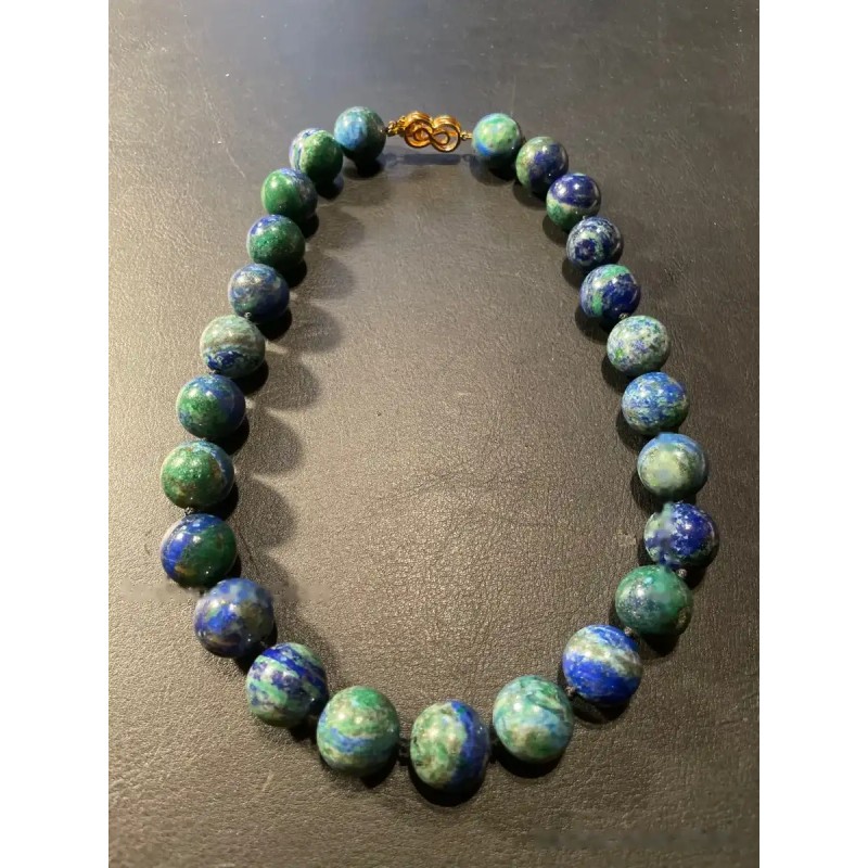 Collar de Azurita-Malaquita en Esferas - Gema Natural con Tonos Azules y Verdes