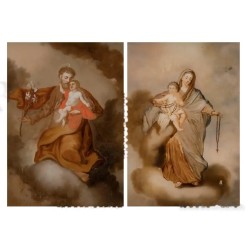Escuela italiana del siglo XVIII.Pareja de óleos sobre cristal.