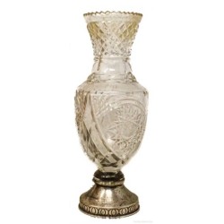 Jarrón Art Deco de Cristal Tallado con Base de Plata - Pieza Vintage Años 40