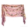 Mantón Antiguo de Seda Rosa con Bordados de Dragones y Flores - Estilo Oriental