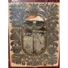 Relicario Antiguo Bordado en Plata - Cristo Crucificado Marco Oro S.XVIII Documento