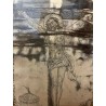 Relicario Antiguo Bordado en Plata - Cristo Crucificado Marco Oro S.XVIII Documento