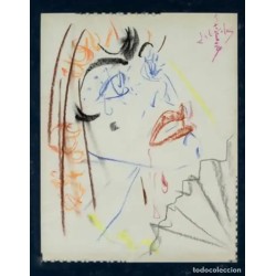 Retrato Femenino de Nicolás Sternberg - Obra Original en Ceras sobre Papel