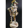 Figura Arlequín de Porcelana Italiana - Escultura Decorativa Capodimonte 33x11cm