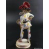 Figura Arlequín de Porcelana Italiana - Escultura Decorativa Capodimonte 33x11cm