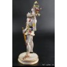 Figura Arlequín de Porcelana Italiana - Escultura Decorativa Capodimonte 33x11cm