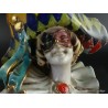 Figura Arlequín de Porcelana Italiana - Escultura Decorativa Capodimonte 33x11cm