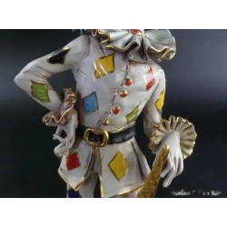 Figura Arlequín de Porcelana Italiana - Escultura Decorativa Capodimonte 33x11cm
