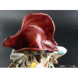 Figura Arlequín de Porcelana Italiana - Escultura Decorativa Capodimonte 33x11cm