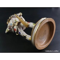 Figura Arlequín de Porcelana Italiana - Escultura Decorativa Capodimonte 33x11cm