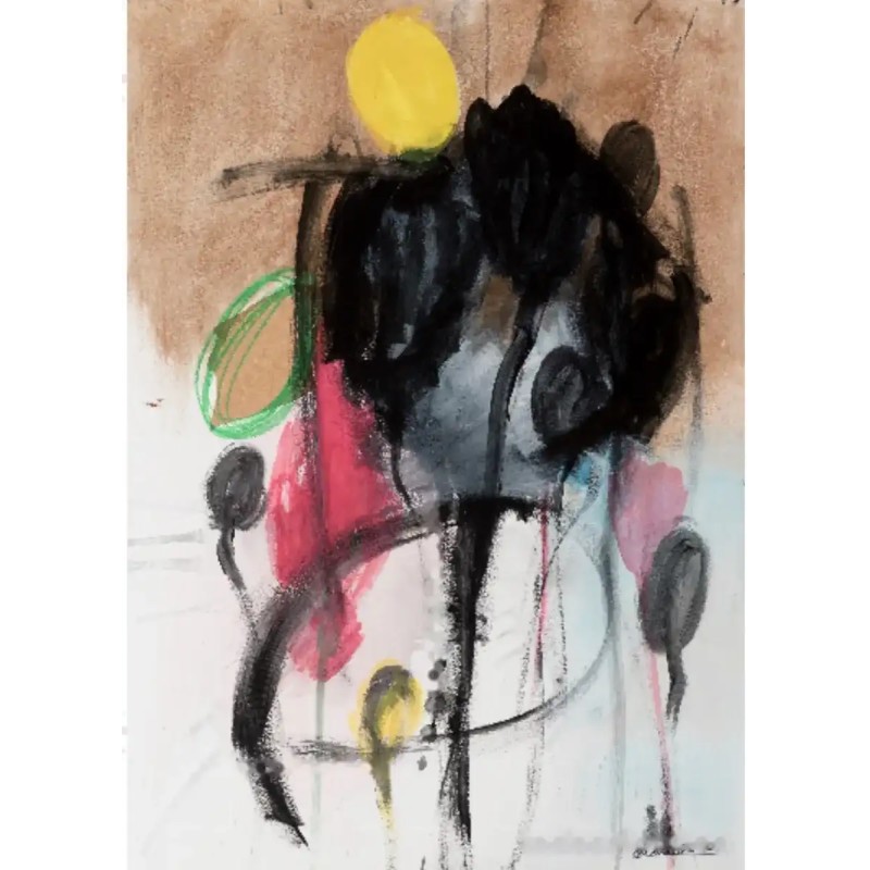 ANA RINCON CAÑIBANO (Madrid, 1972). “Flores”, 2020. Técnica mixta y collage sobre cartulina.
