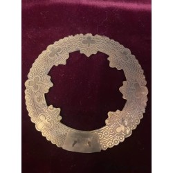 Corona Nimbo Dorada Gótica - Aureola Religiosa Vintage Motivos Trebolados Artesanal