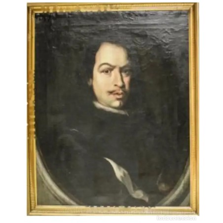Retrato de Murillo Siglo XIX Escuela Española - Óleo sobre Tela Anónimo Enmarcado