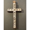 Cruz Antigua de Olivo con Incrustaciones de Nácar y Reliquias - Arte Religioso