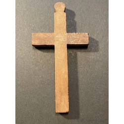 Cruz Antigua de Olivo con Incrustaciones de Nácar y Reliquias - Arte Religioso