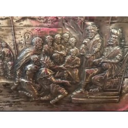 Pareja de bandejas de plata con escenas grabadas - 80 cm X 54 cm