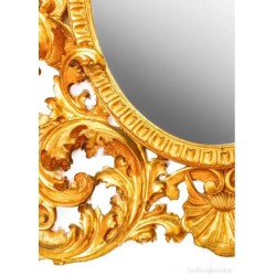 Gran Espejo Cornucopia Dorado Siglo XIX - Estilo Rococó Tallado Barroco 130cm