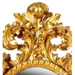 Gran Espejo Cornucopia Dorado Siglo XIX - Estilo Rococó Tallado Barroco 130cm