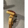 Gemelos Rectangulares de Oro con Ámbar Natural - Elegantes Accesorios Masculinos