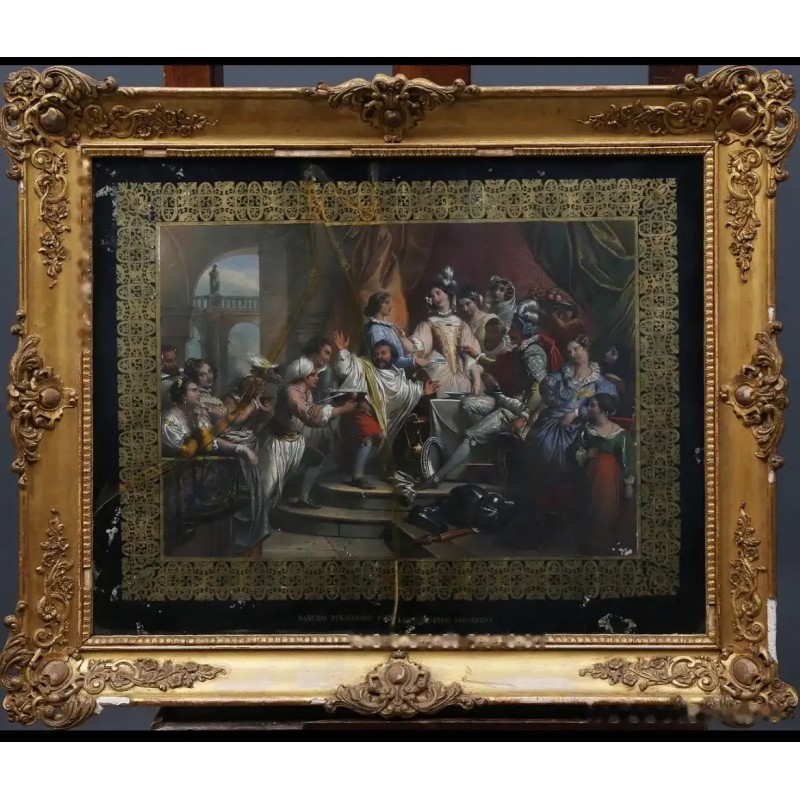 ESCUELA FRANCESA DE MEDIADOS DEL SIGLO XIX. “Sancho es perseguido por los galopines de cocina”. ESCUELA FRANCESA DE MEDIADOS DEL SIGLO XIX. “Sancho es perseguido por los galopines de cocina”.