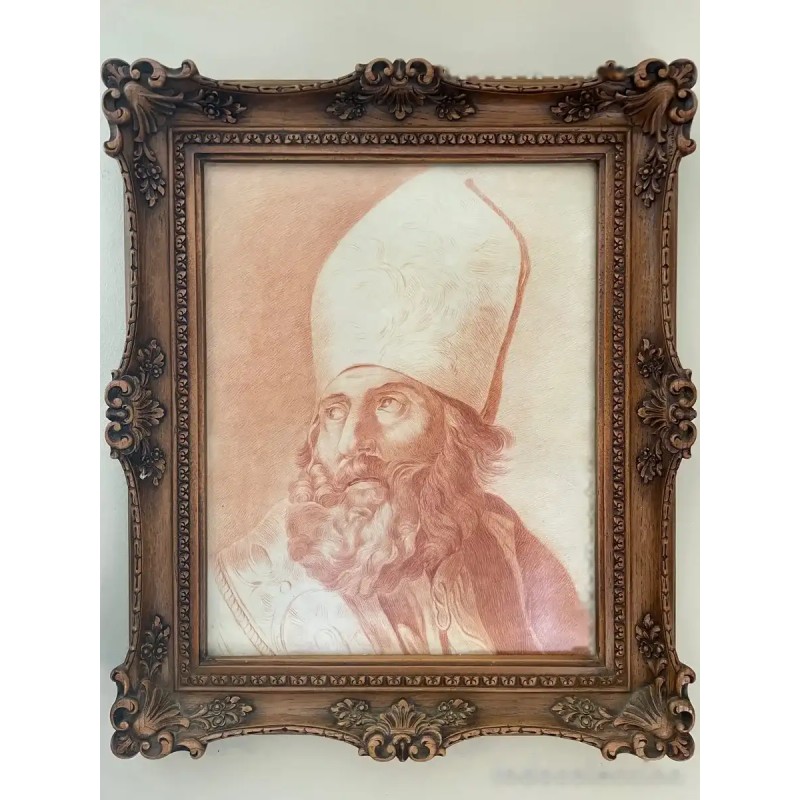 Sanguina de San Isidoro Escuela Española Siglo XIX - Retrato Eclesiástico Antiguo