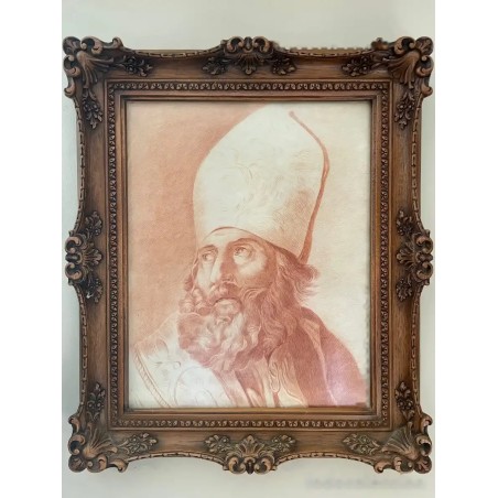 Sanguina de San Isidoro Escuela Española Siglo XIX - Retrato Eclesiástico Antiguo