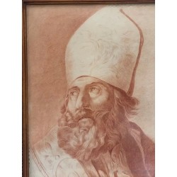 Sanguina de San Isidoro Escuela Española Siglo XIX - Retrato Eclesiástico Antiguo