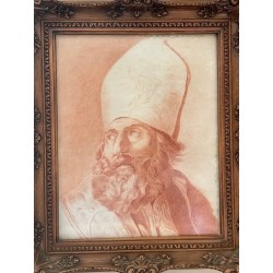 Sanguina de San Isidoro Escuela Española Siglo XIX - Retrato Eclesiástico Antiguo