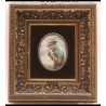 Óleo de Vicente Perachio García - Campesino con Caña Retrato Oval sobre Marfilina