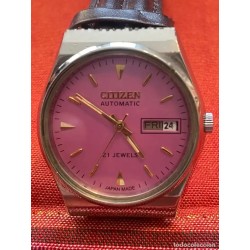 Reloj Citizen Automatic Vintage Esfera Rosa - 21 Jewels con Día y Fecha Funcional