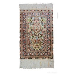 Alfombra Persa de Seda Vintage - Diseño Pájaros y Flores Artesanal Años 70