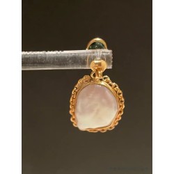 Pendientes Artesanales con Perlas Barrocas y Olivinas - Plata Bañada en Oro