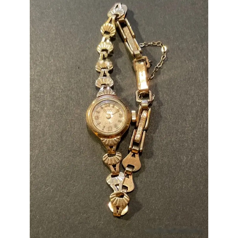 Reloj de Señora Vintage Rotary de Oro 9K - Pulsera de Eslabones Concha Marina